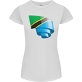 Curled Tanzania Flag Tanzanian Day Football Womens Petite Cut T-Shirt White