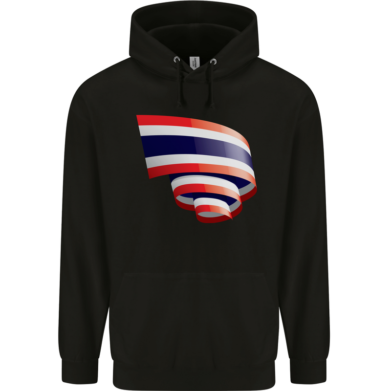 Curled Thailand Flag Thai Day Football Childrens Kids Hoodie Black