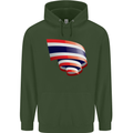 Curled Thailand Flag Thai Day Football Childrens Kids Hoodie Forest Green