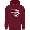 Curled Thailand Flag Thai Day Football Childrens Kids Hoodie Maroon