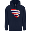 Curled Thailand Flag Thai Day Football Childrens Kids Hoodie Navy Blue