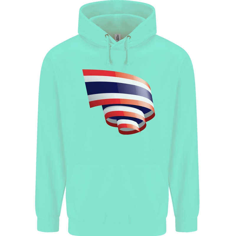 Curled Thailand Flag Thai Day Football Childrens Kids Hoodie Peppermint