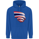 Curled Thailand Flag Thai Day Football Childrens Kids Hoodie Royal Blue