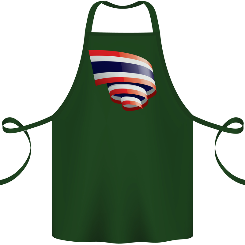 Curled Thailand Flag Thai Day Football Cotton Apron 100% Organic Forest Green