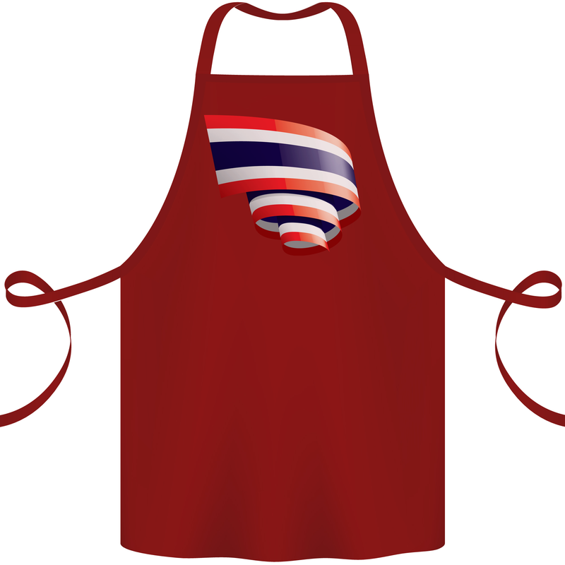 Curled Thailand Flag Thai Day Football Cotton Apron 100% Organic Maroon