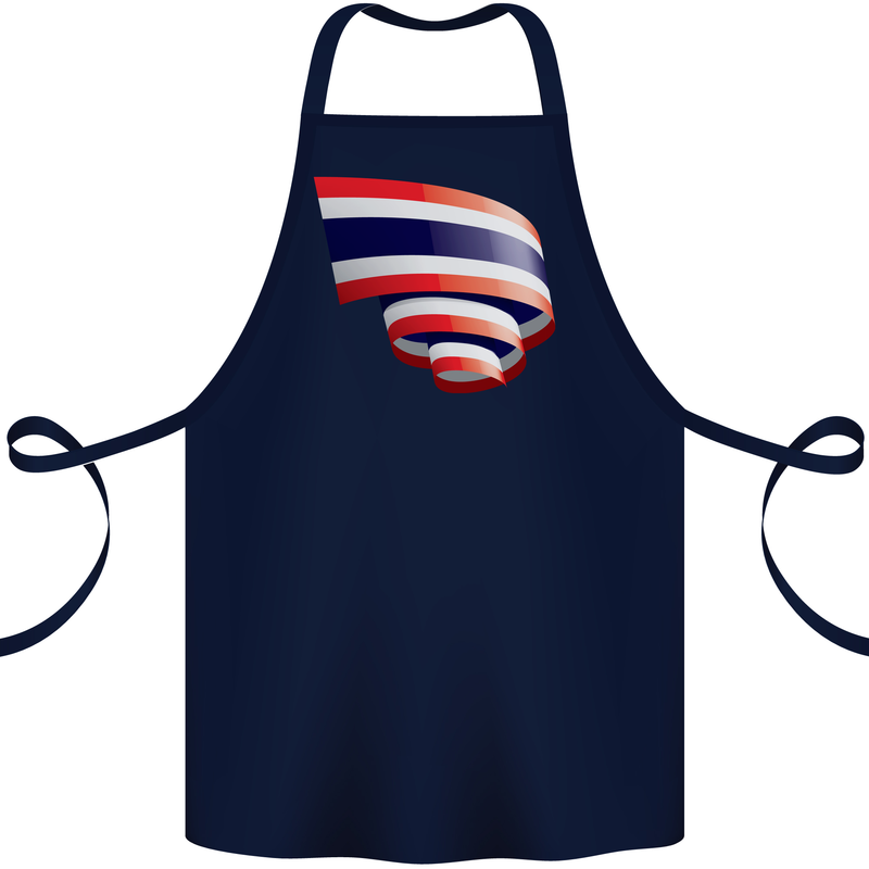 Curled Thailand Flag Thai Day Football Cotton Apron 100% Organic Navy Blue