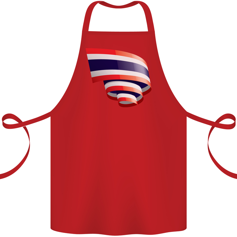 Curled Thailand Flag Thai Day Football Cotton Apron 100% Organic Red