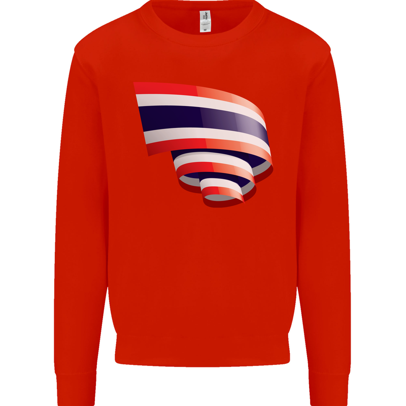 Curled Thailand Flag Thai Day Football Kids Sweatshirt Jumper Bright Red