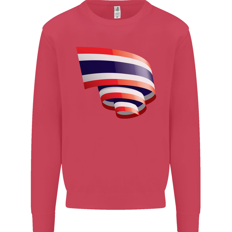 Curled Thailand Flag Thai Day Football Kids Sweatshirt Jumper Heliconia