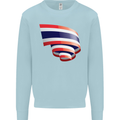 Curled Thailand Flag Thai Day Football Kids Sweatshirt Jumper Light Blue