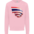 Curled Thailand Flag Thai Day Football Kids Sweatshirt Jumper Light Pink