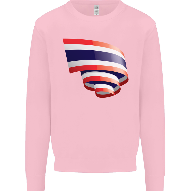 Curled Thailand Flag Thai Day Football Kids Sweatshirt Jumper Light Pink