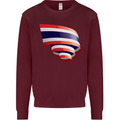 Curled Thailand Flag Thai Day Football Kids Sweatshirt Jumper Maroon