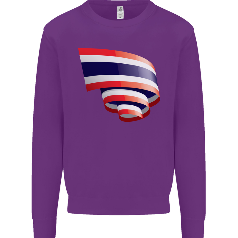 Curled Thailand Flag Thai Day Football Kids Sweatshirt Jumper Purple