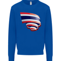 Curled Thailand Flag Thai Day Football Kids Sweatshirt Jumper Royal Blue