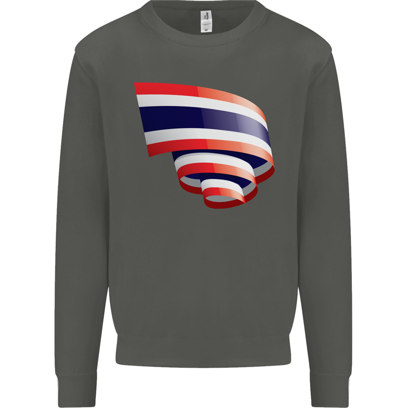 Curled Thailand Flag Thai Day Football Kids Sweatshirt Jumper Storm Grey