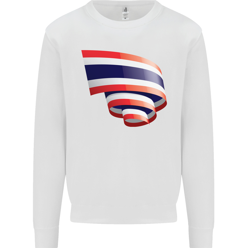 Curled Thailand Flag Thai Day Football Kids Sweatshirt Jumper White