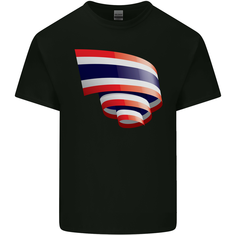 Curled Thailand Flag Thai Day Football Kids T-Shirt Childrens Black