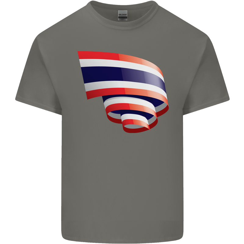 Curled Thailand Flag Thai Day Football Kids T-Shirt Childrens Charcoal