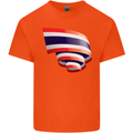 Curled Thailand Flag Thai Day Football Kids T-Shirt Childrens Orange