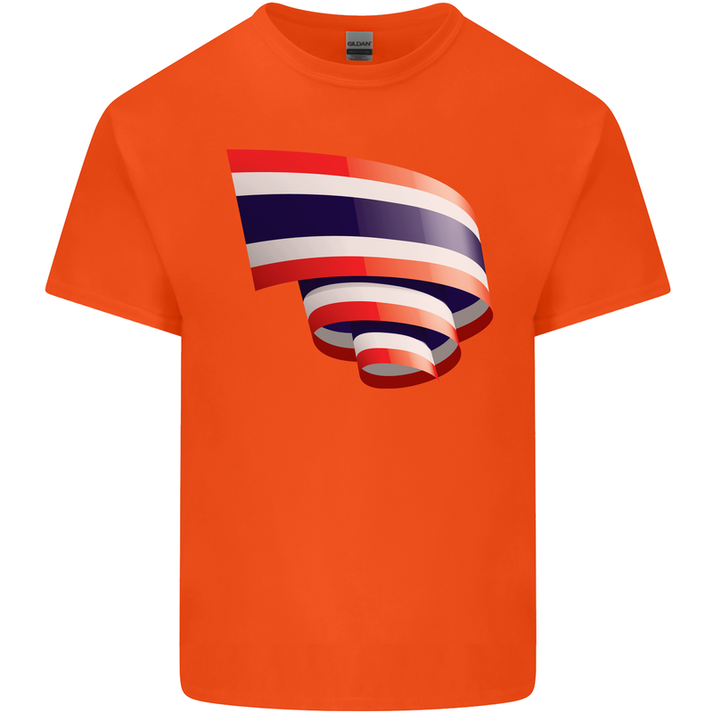 Curled Thailand Flag Thai Day Football Kids T-Shirt Childrens Orange
