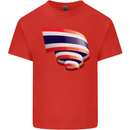 Curled Thailand Flag Thai Day Football Kids T-Shirt Childrens Red