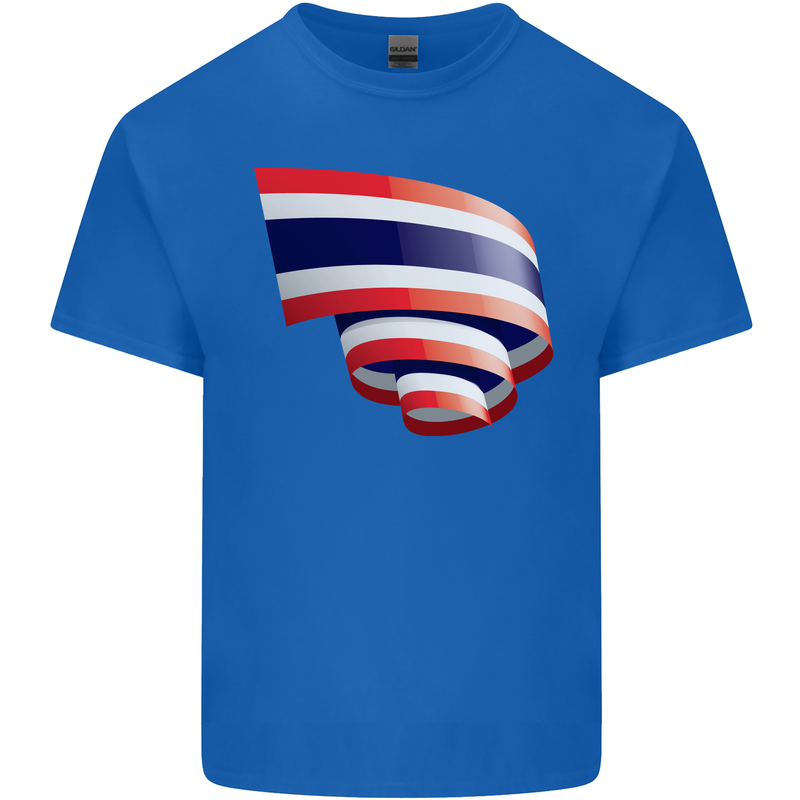 Curled Thailand Flag Thai Day Football Kids T-Shirt Childrens Royal Blue