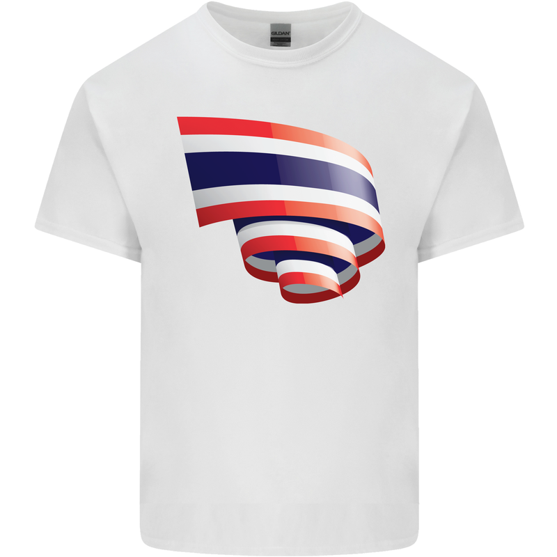 Curled Thailand Flag Thai Day Football Kids T-Shirt Childrens White