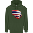 Curled Thailand Flag Thai Day Football Mens 80% Cotton Hoodie Forest Green