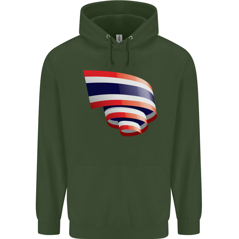 Curled Thailand Flag Thai Day Football Mens 80% Cotton Hoodie Forest Green
