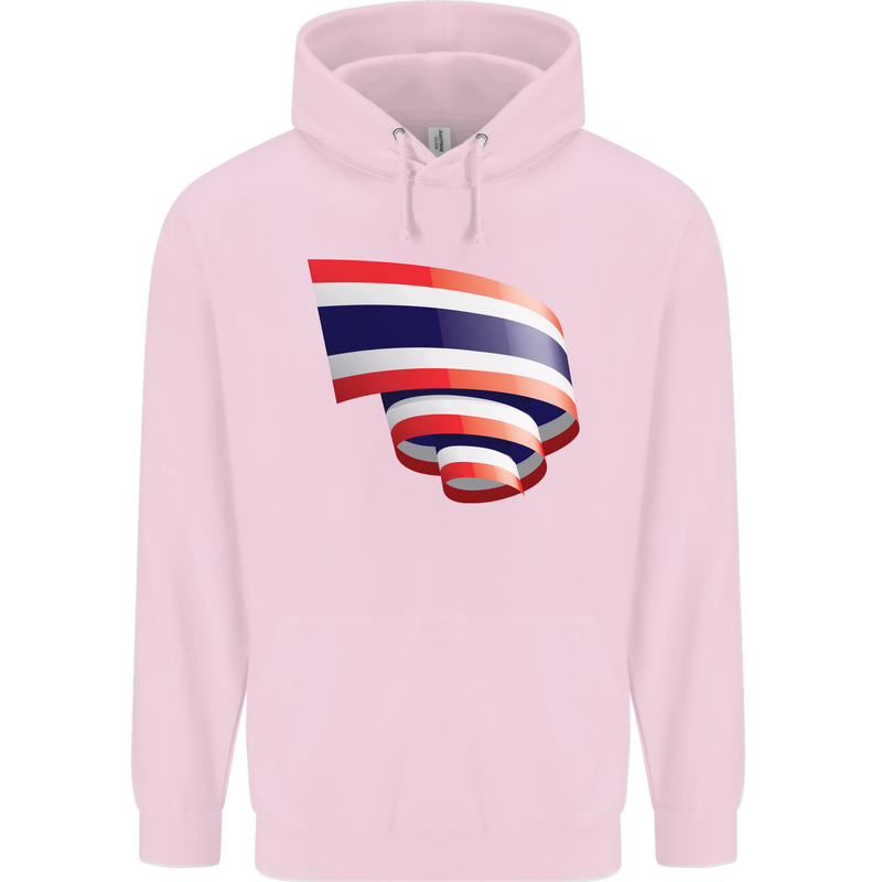 Curled Thailand Flag Thai Day Football Mens 80% Cotton Hoodie Light Pink