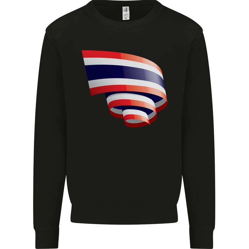 Curled Thailand Flag Thai Day Football Mens Sweatshirt Jumper Black