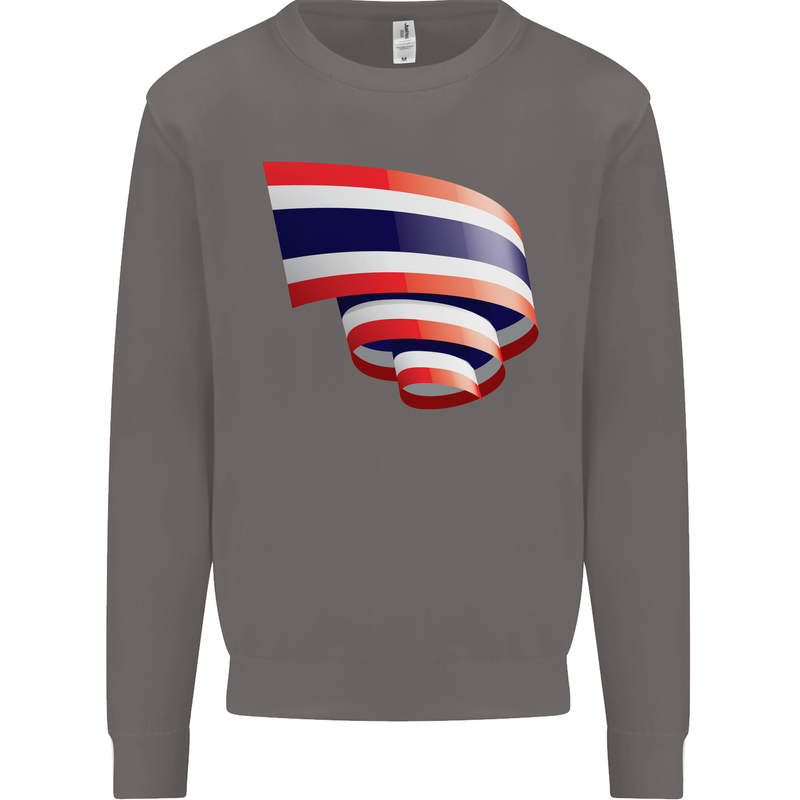 Curled Thailand Flag Thai Day Football Mens Sweatshirt Jumper Charcoal