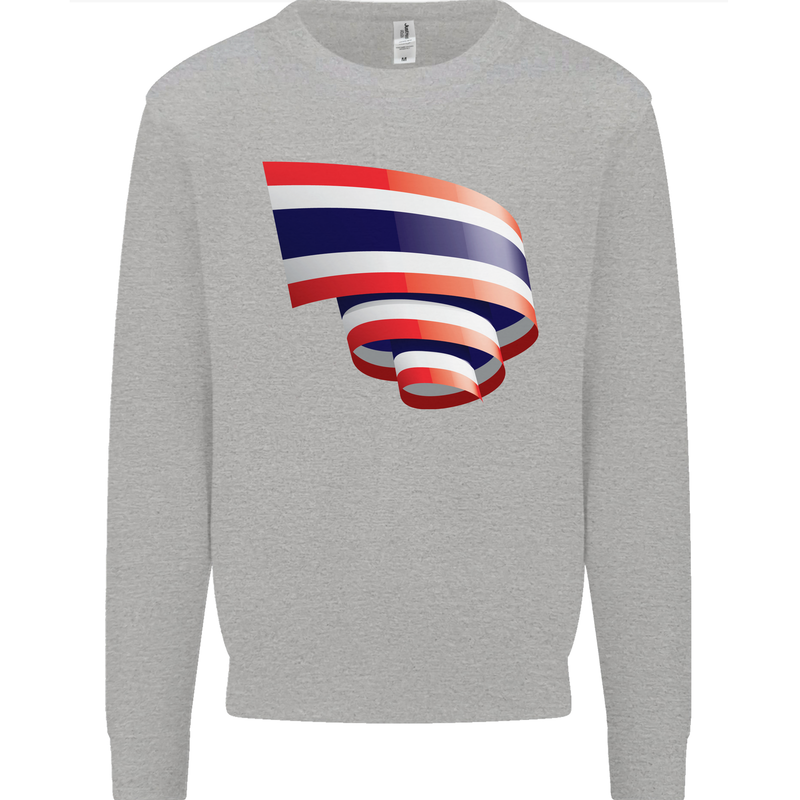 Curled Thailand Flag Thai Day Football Mens Sweatshirt Jumper Sports Grey