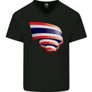 Curled Thailand Flag Thai Day Football Mens V-Neck Cotton T-Shirt Black