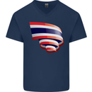 Curled Thailand Flag Thai Day Football Mens V-Neck Cotton T-Shirt Navy Blue