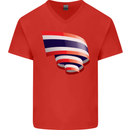 Curled Thailand Flag Thai Day Football Mens V-Neck Cotton T-Shirt Red
