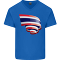 Curled Thailand Flag Thai Day Football Mens V-Neck Cotton T-Shirt Royal Blue