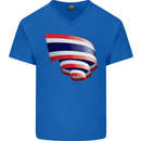 Curled Thailand Flag Thai Day Football Mens V-Neck Cotton T-Shirt Royal Blue