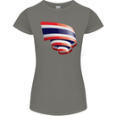 Curled Thailand Flag Thai Day Football Womens Petite Cut T-Shirt Charcoal