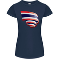 Curled Thailand Flag Thai Day Football Womens Petite Cut T-Shirt Navy Blue