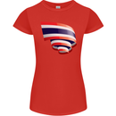 Curled Thailand Flag Thai Day Football Womens Petite Cut T-Shirt Red