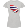 Curled Thailand Flag Thai Day Football Womens Petite Cut T-Shirt Sports Grey