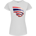 Curled Thailand Flag Thai Day Football Womens Petite Cut T-Shirt White