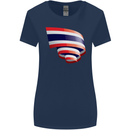 Curled Thailand Flag Thai Day Football Womens Wider Cut T-Shirt Navy Blue