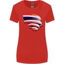 Curled Thailand Flag Thai Day Football Womens Wider Cut T-Shirt Red