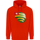 Curled Togo Flag Togolese Day Football Childrens Kids Hoodie Bright Red