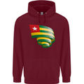 Curled Togo Flag Togolese Day Football Childrens Kids Hoodie Maroon