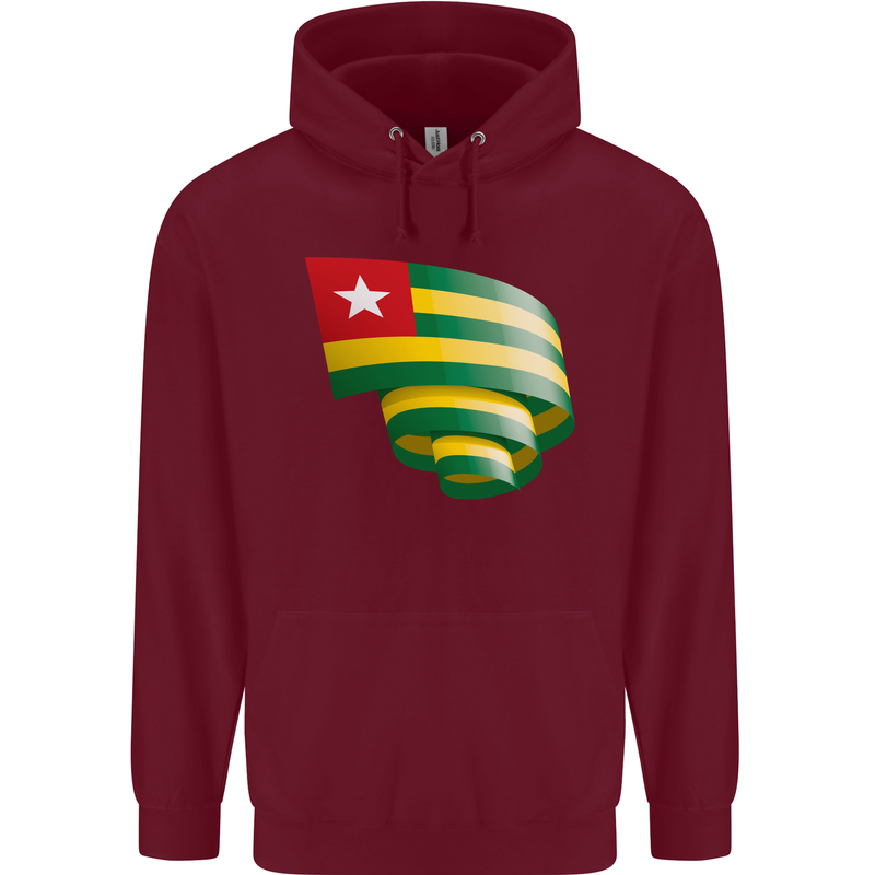 Curled Togo Flag Togolese Day Football Childrens Kids Hoodie Maroon