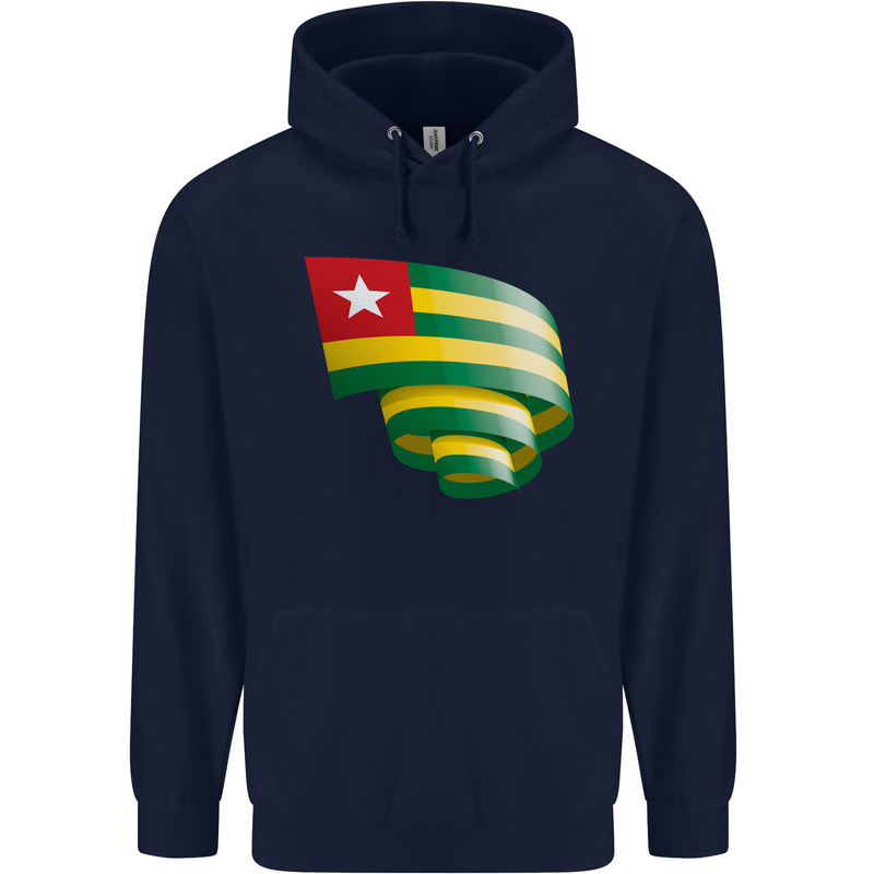 Curled Togo Flag Togolese Day Football Childrens Kids Hoodie Navy Blue